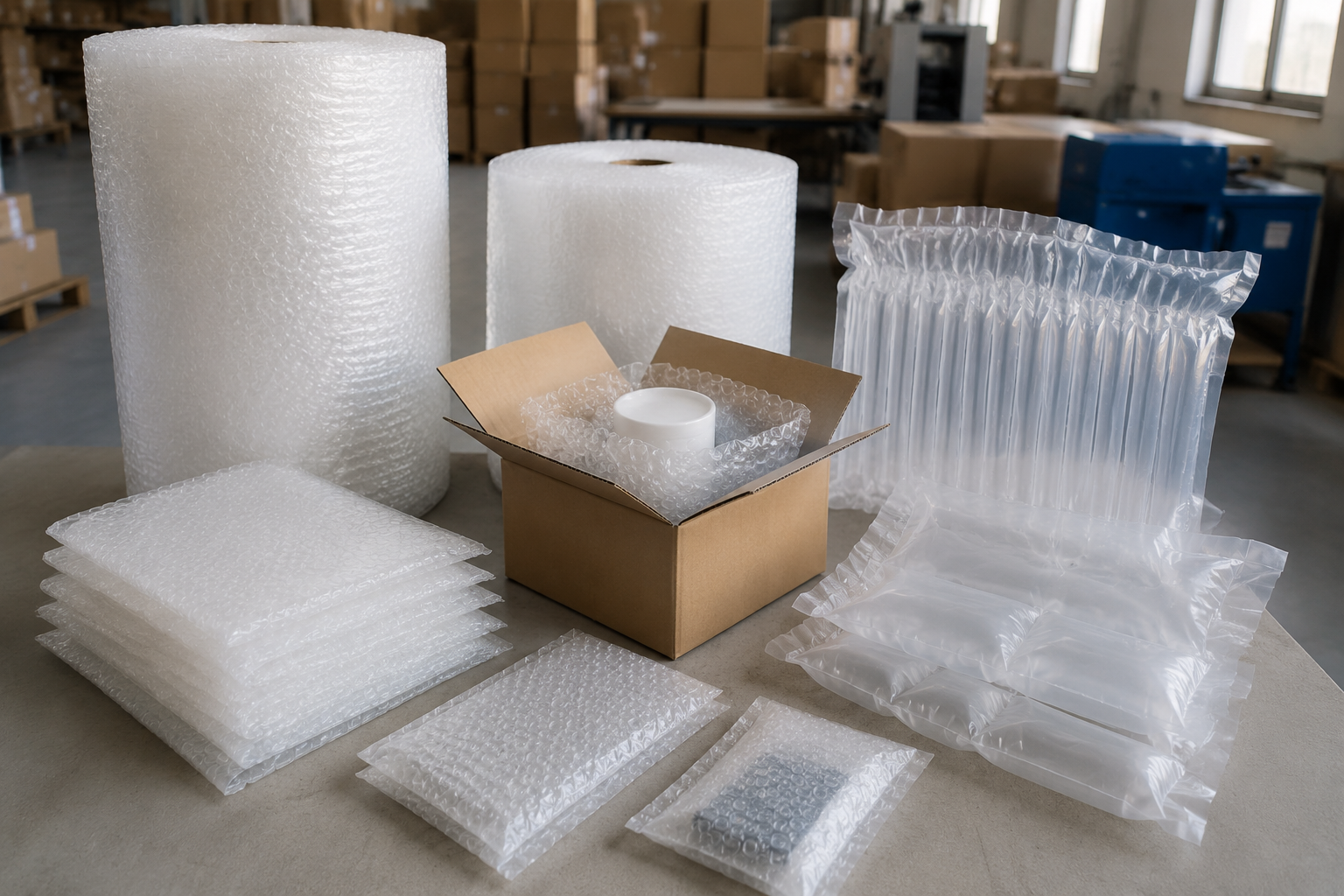 Bubble Wrap and Air Cushion Packaging Guide: Rolls, Sheets, Bags, Air Columns, and Air Pillow Film for overseas packaging buyers